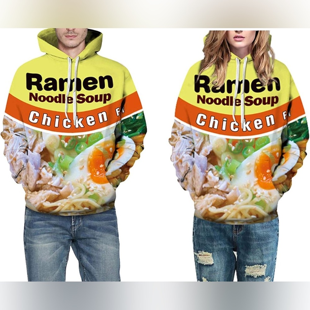 Ramen Noodle Soup Graphic Hoodie - Yellow